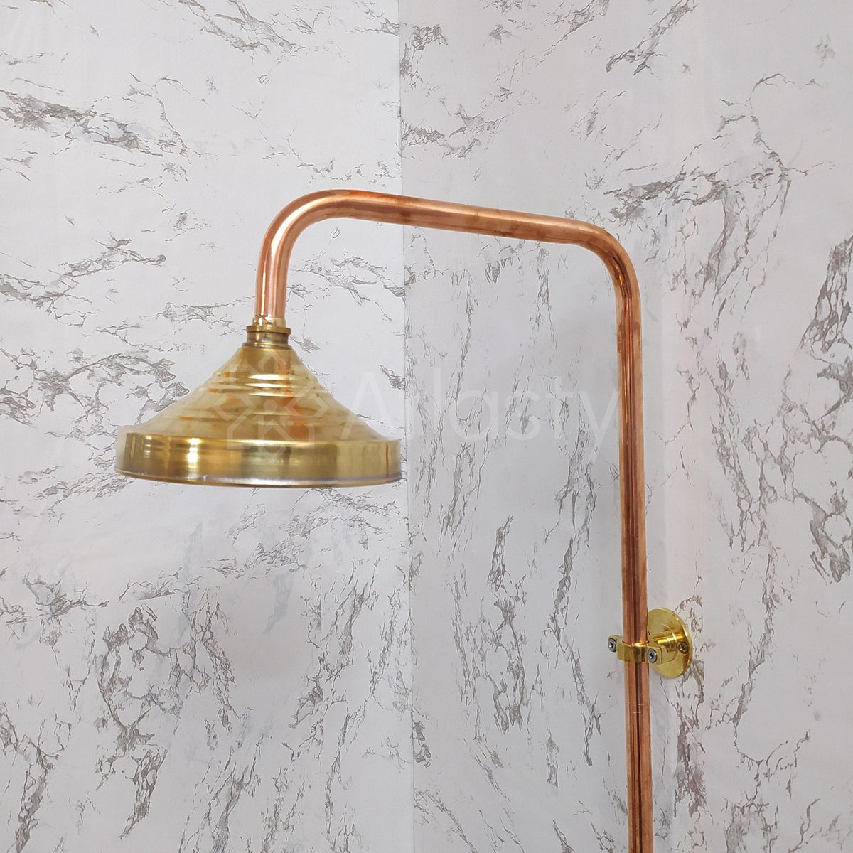 Antique Brass Shower System with Round Shower Head, and 2 Handles - Ref: ATLASS22